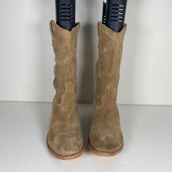 2000s Leather Boho Glam Calf High Boots - Picture 6 of 7